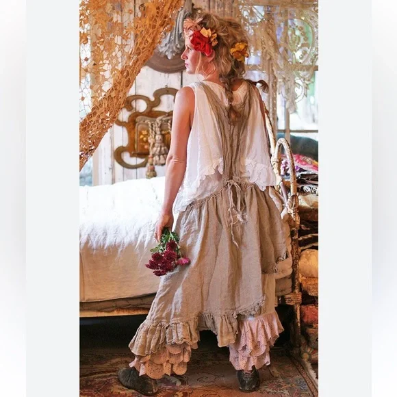 Vintage Magnolia Pearl Dress Linen Gauze Sheer - Picture 15 of 17